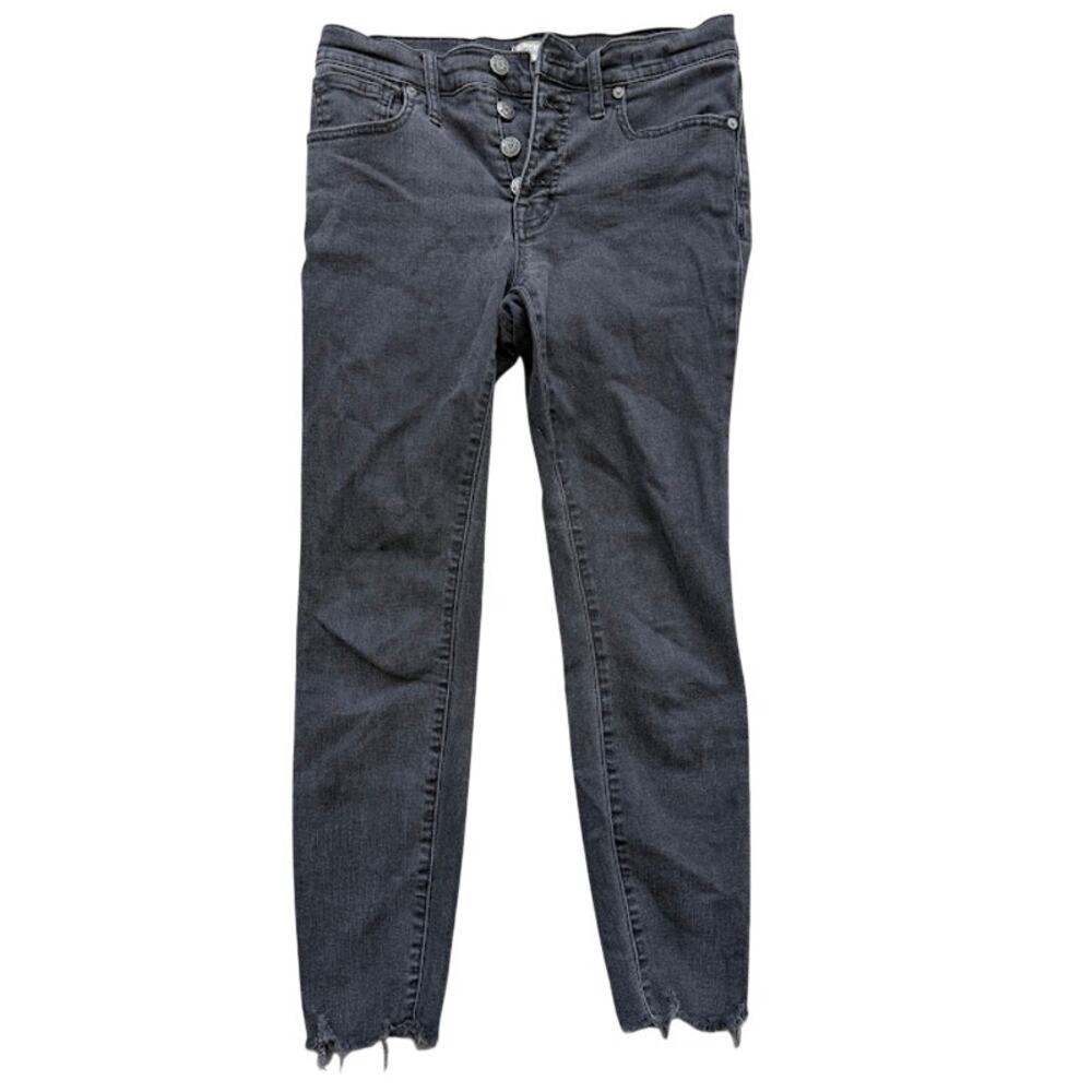 Madewell 9" High-Rise Skinny Jeans Black Frayed Hem Women’s Size 27P